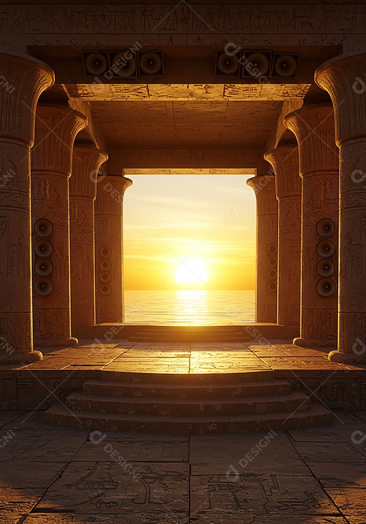 Cenário de Palco sob fundo de uma praia