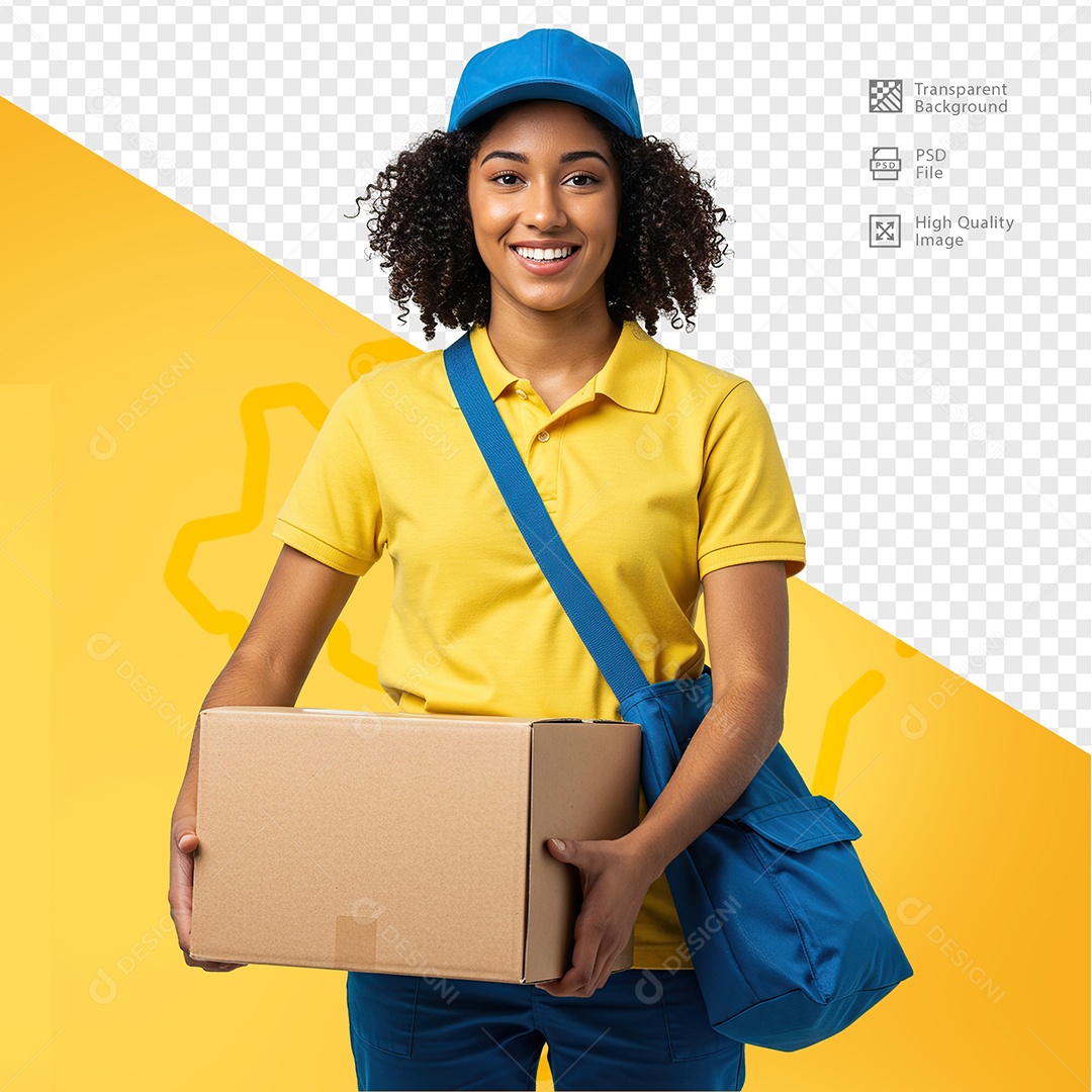 Mulher Com Roupa de Carteiro Para Composição PSD