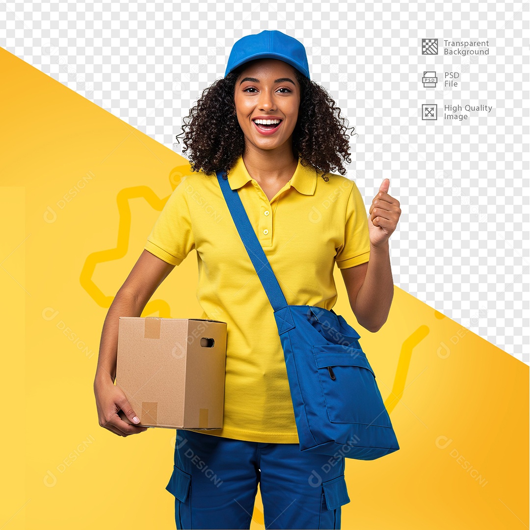 Mulher Com Roupa de Carteiro Para Composição PSD