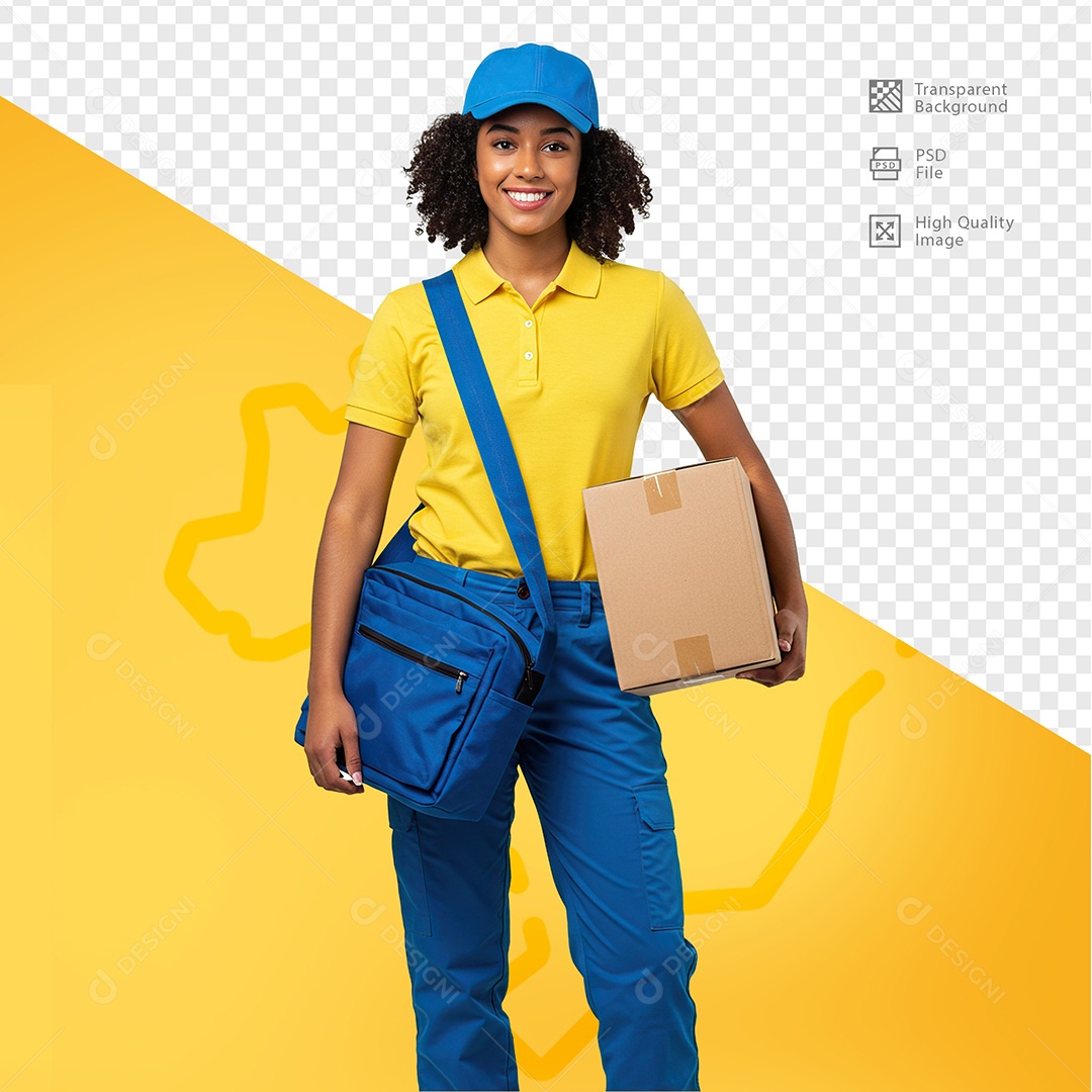 Mulher Com Roupa de Carteiro Para Composição PSD