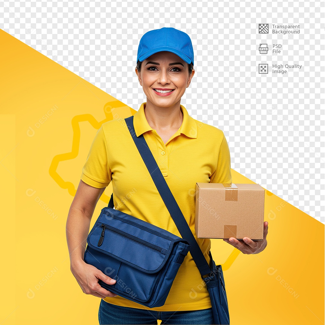 Mulher Com Roupa de Carteiro Para Composição PSD