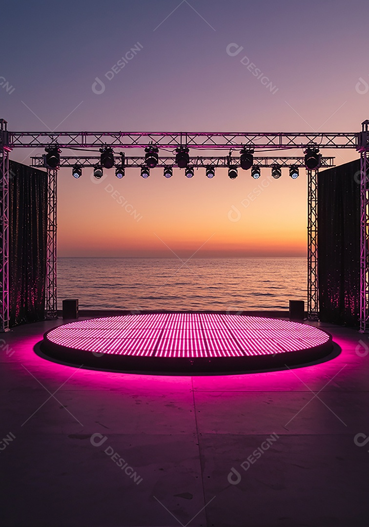 Cenário de Palco sob fundo de uma praia