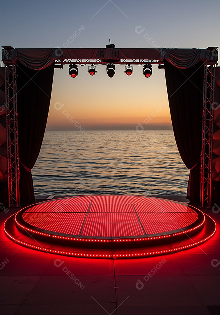 Cenário de Palco sob fundo de uma praia