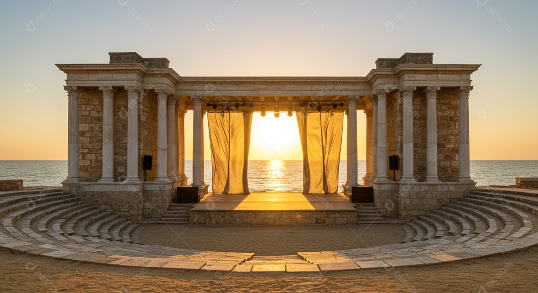 Cenário de Palco sob fundo de uma praia