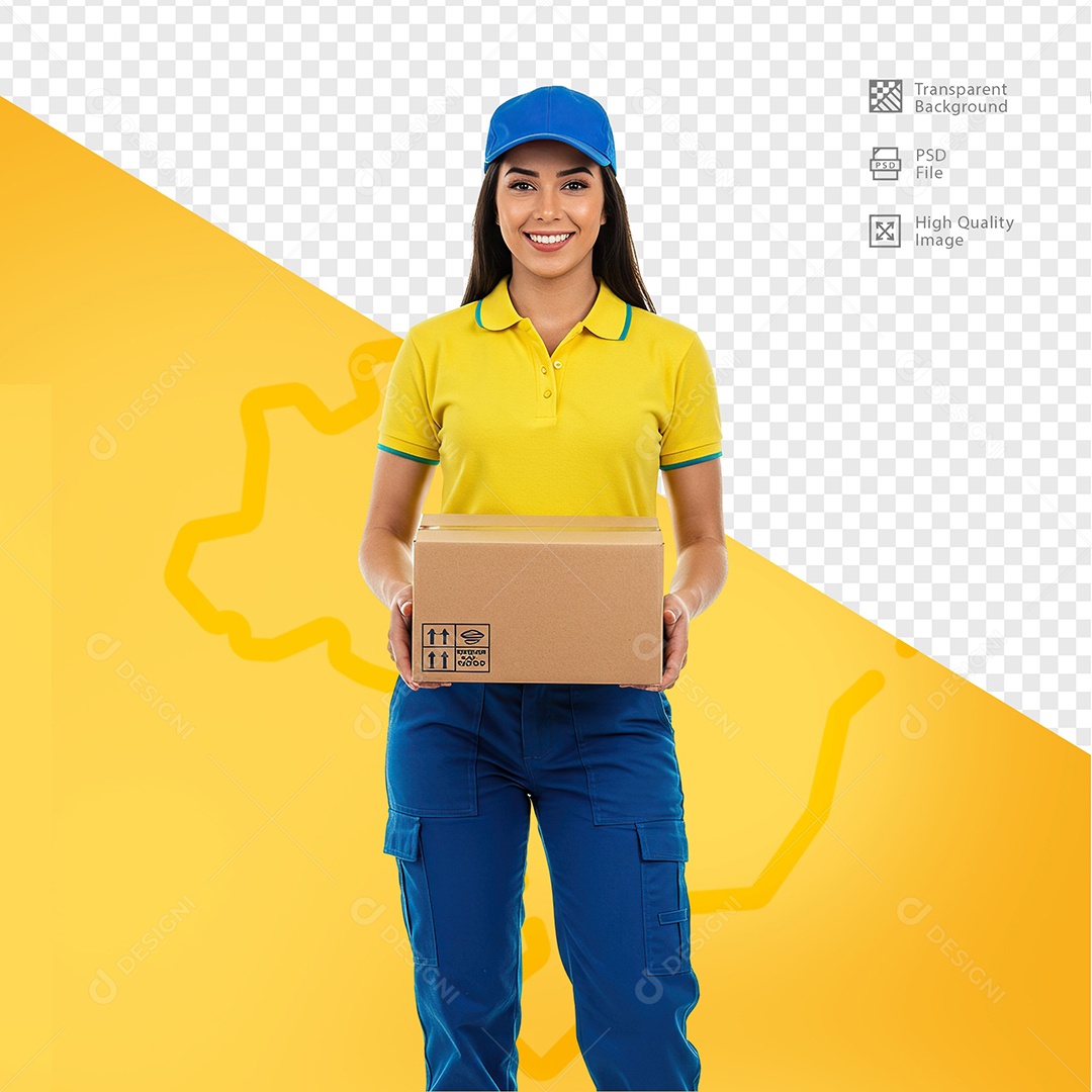 Mulher Com Roupa de Carteiro Para Composição PSD