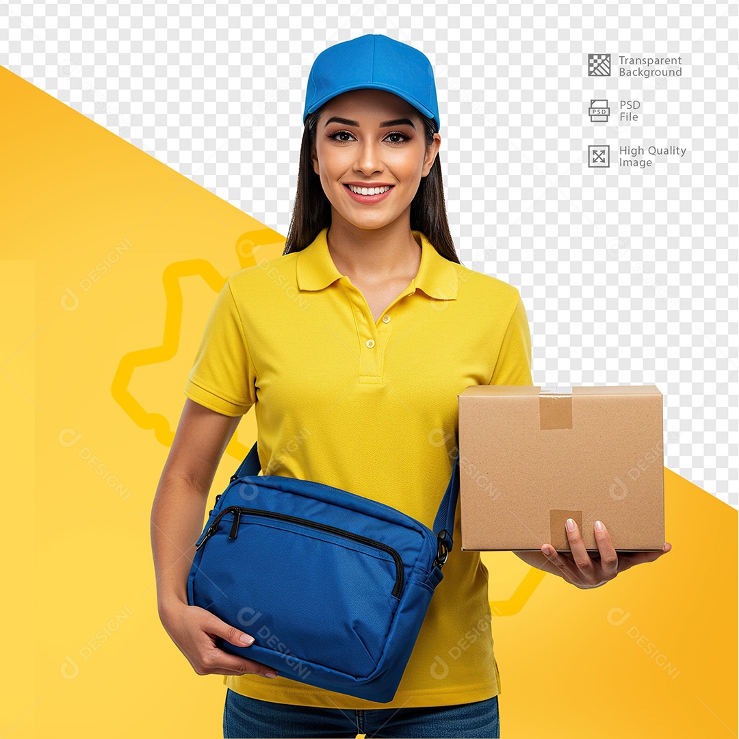 Mulher Com Roupa de Carteiro Para Composição PSD