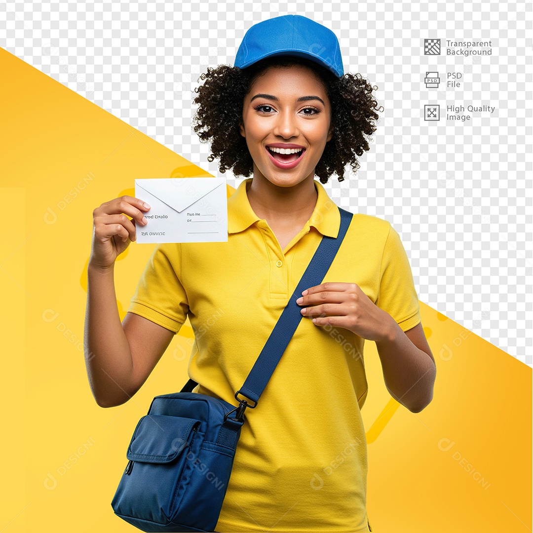 Mulher Com Roupa de Carteiro Para Composição PSD