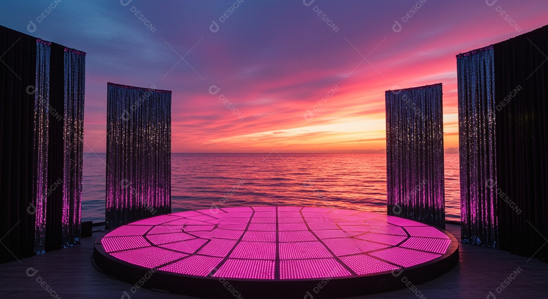 Cenário de Palco sob fundo de uma praia