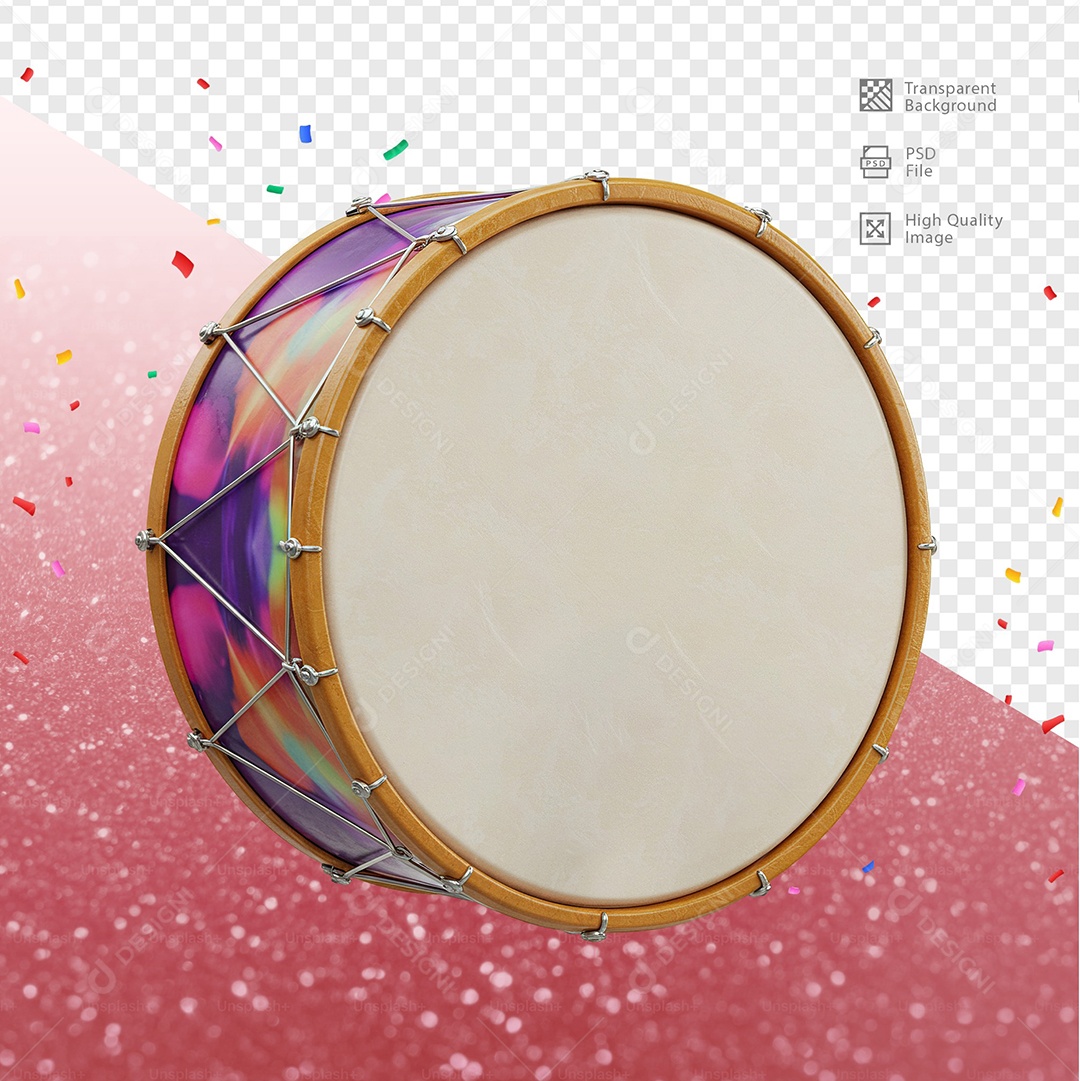 Pandeiro 3D Elemento Para Composição PSD