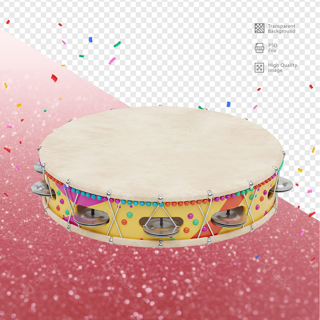 Pandeiro 3D Elemento Para Composição PSD