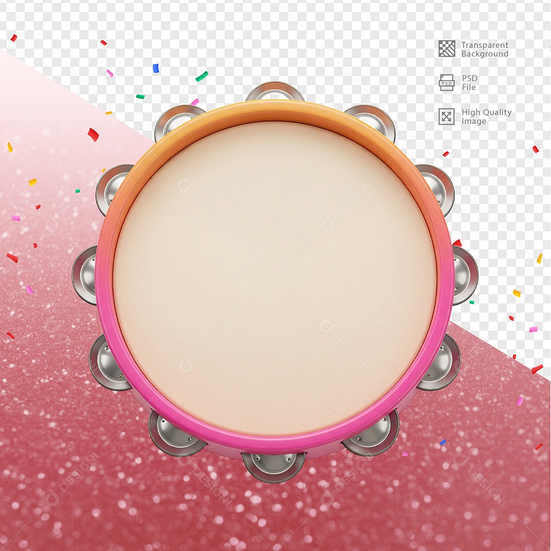 Pandeiro 3D Elemento Para Composição PSD