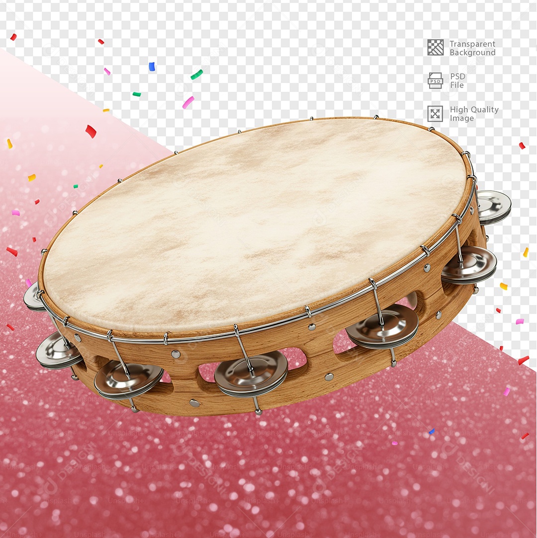 Pandeiro 3D Elemento Para Composição PSD