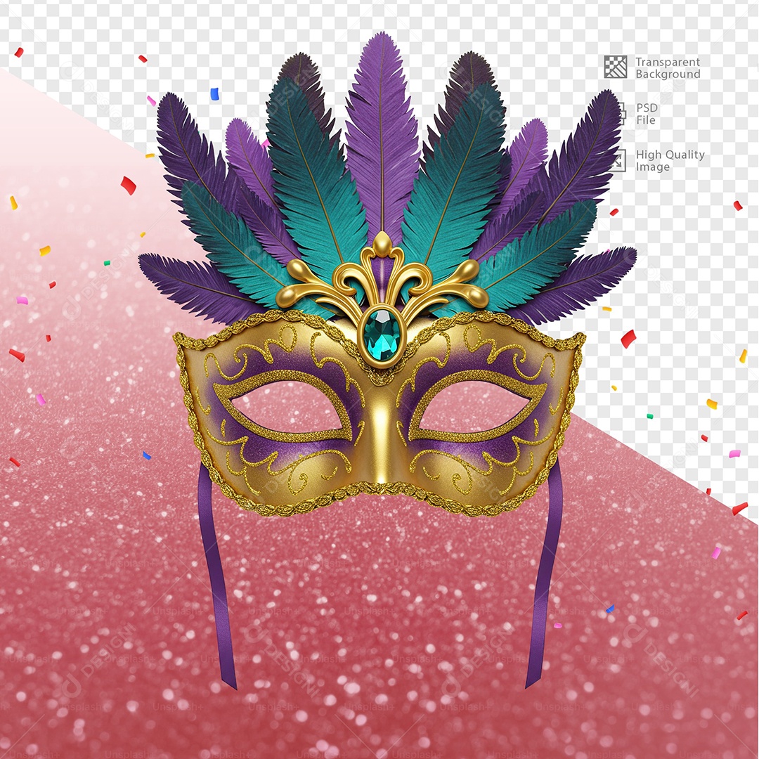 Máscara de Carnaval Para Composição PSD