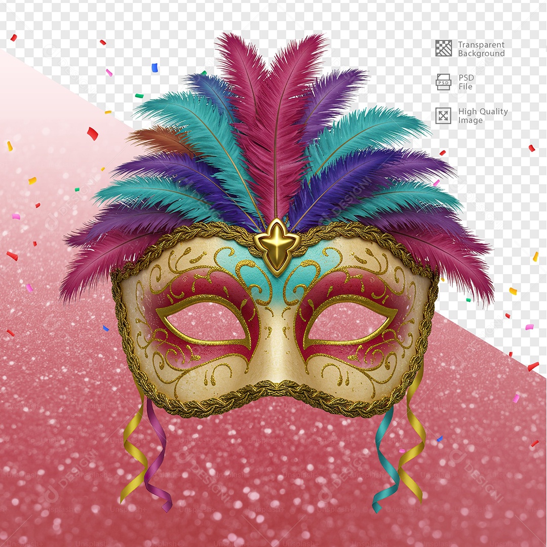 Máscara de Carnaval Para Composição PSD