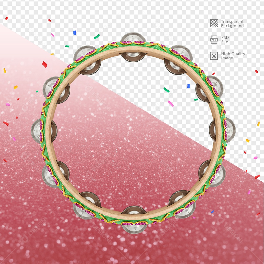 Pandeiro 3D Elemento Para Composição PSD