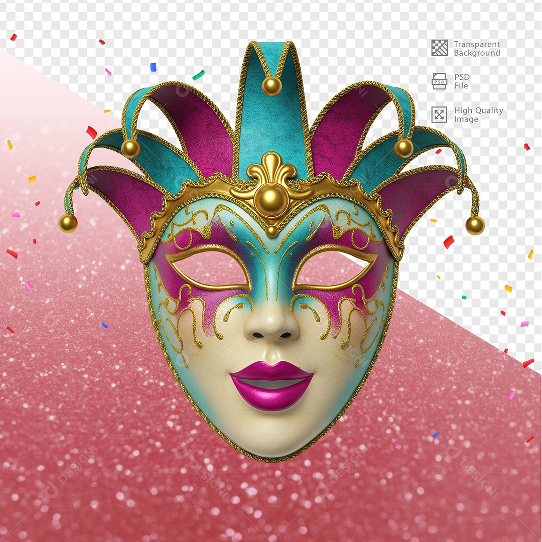 Máscara de Carnaval Para Composição PSD