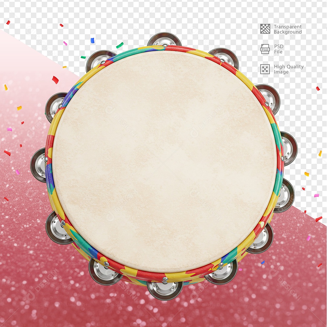 Pandeiro 3D Elemento Para Composição PSD