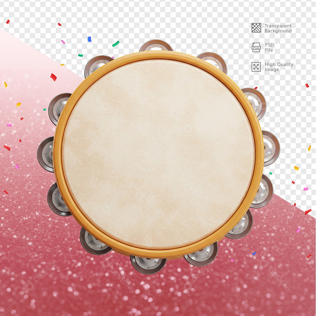 Pandeiro 3D Elemento Para Composição PSD