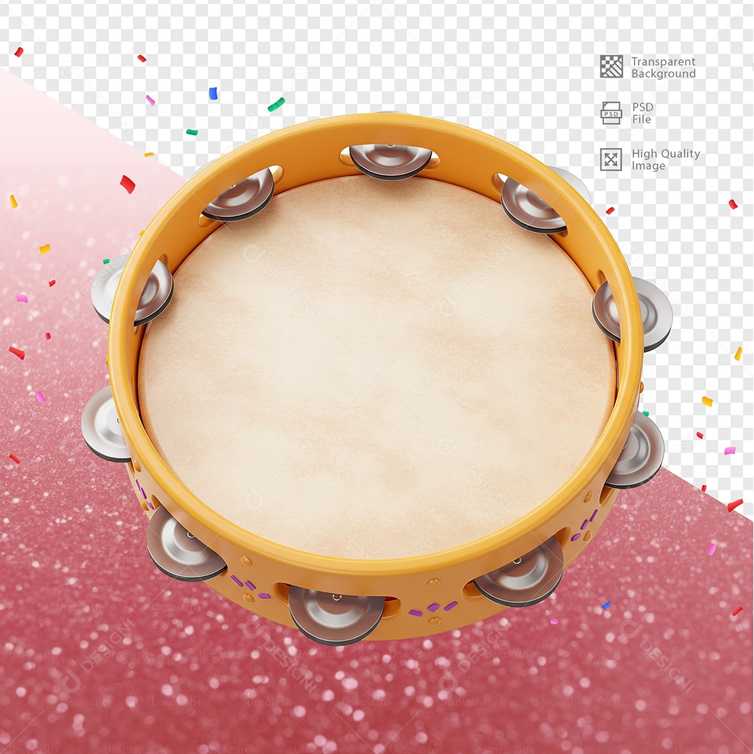 Pandeiro 3D Elemento Para Composição PSD