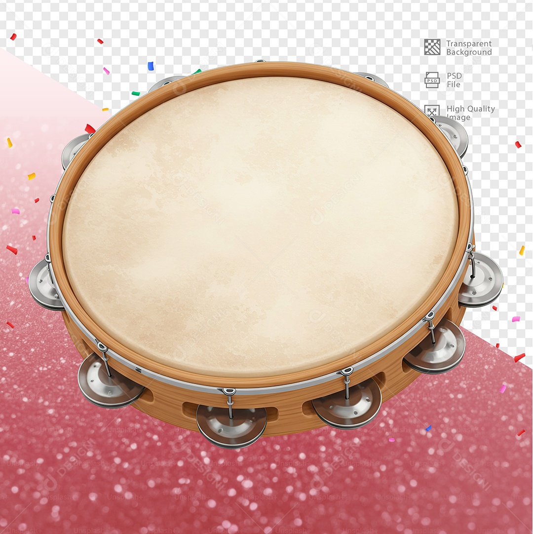 Pandeiro 3D Elemento Para Composição PSD