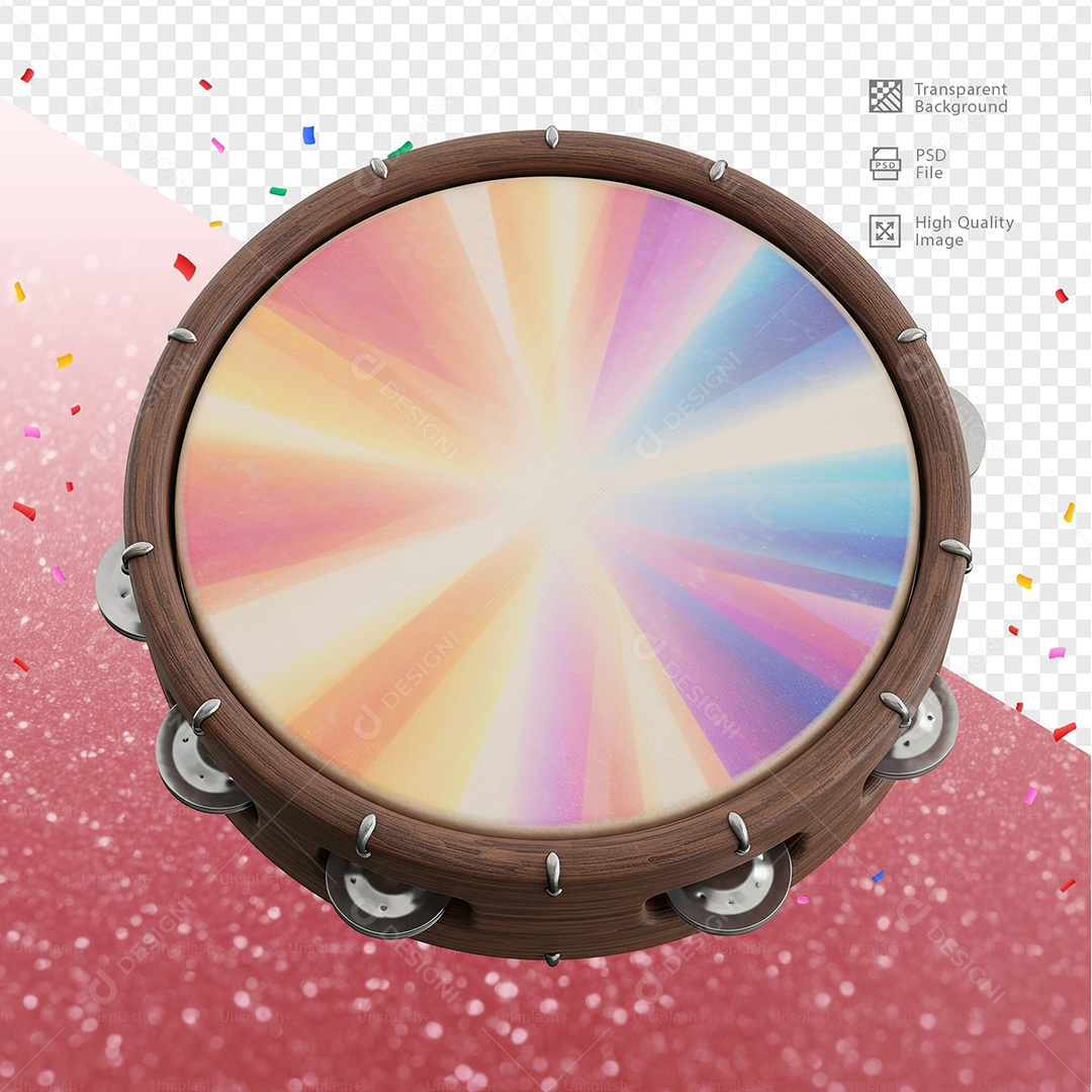 Pandeiro 3D Elemento Para Composição PSD