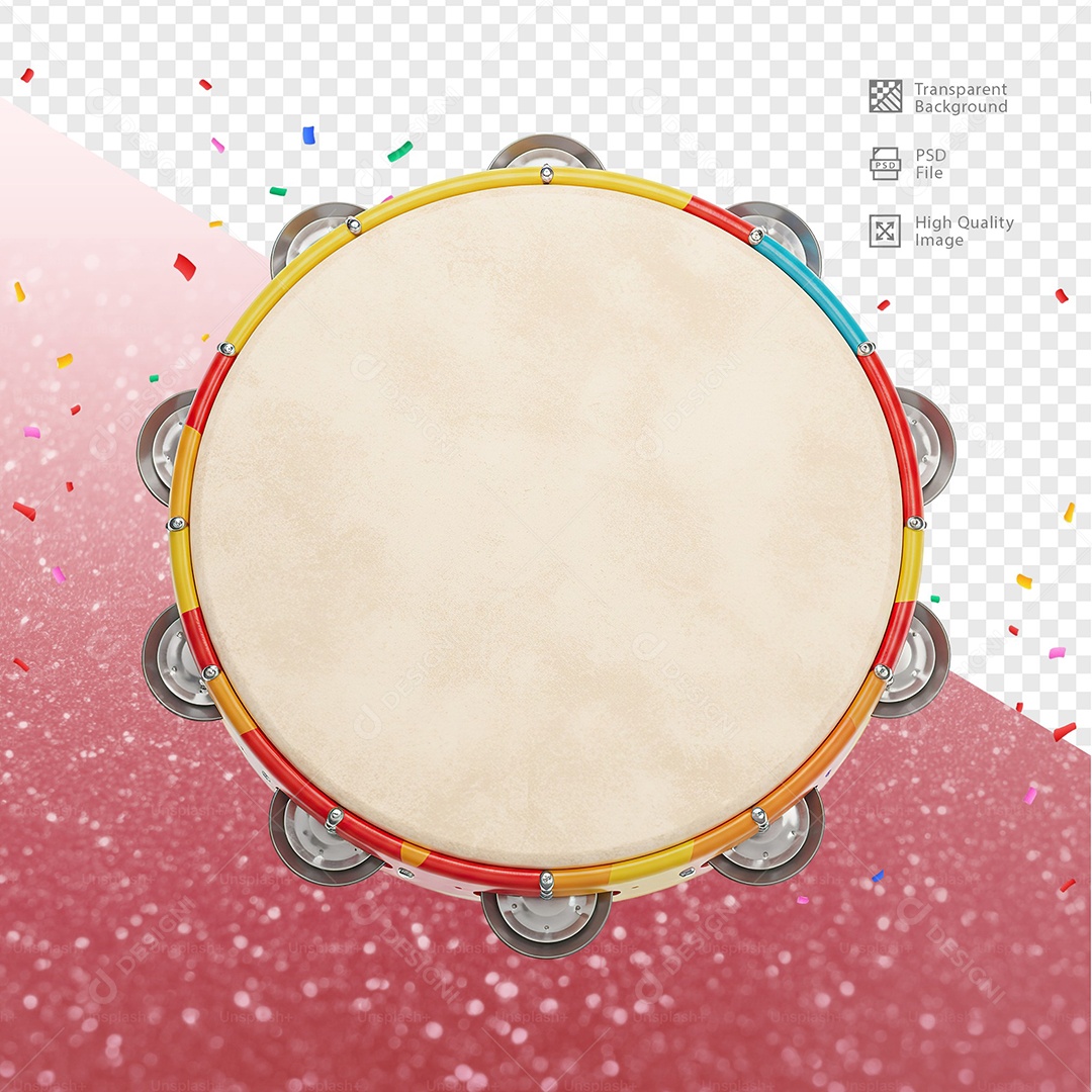 Pandeiro 3D Elemento Para Composição PSD
