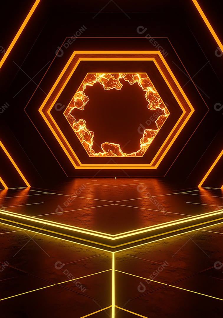 Cenário de Palco iluminado com luzes neon