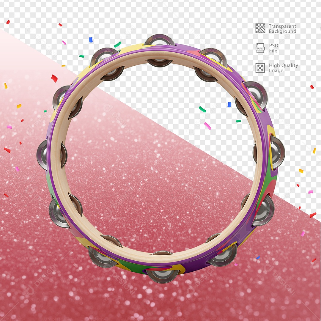 Pandeiro 3D Elemento Para Composição PSD