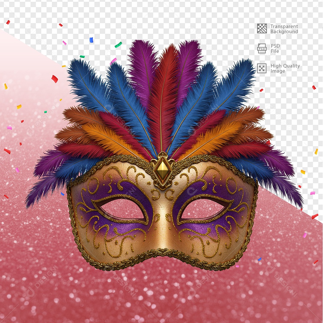 Máscara de Carnaval Para Composição PSD