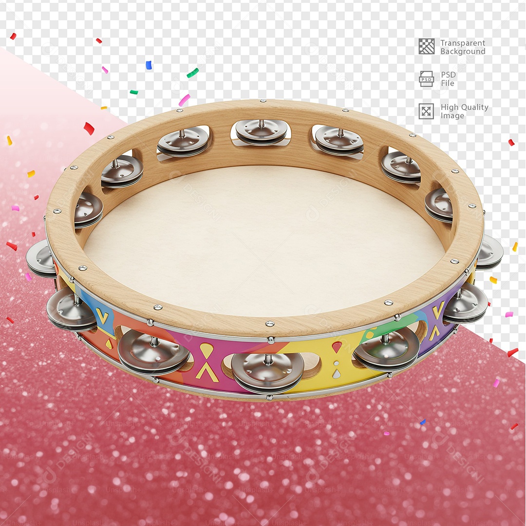 Pandeiro 3D Elemento Para Composição PSD