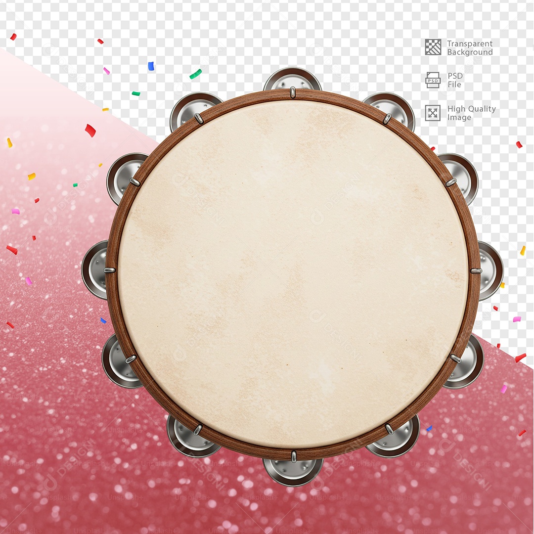 Pandeiro 3D Elemento Para Composição PSD