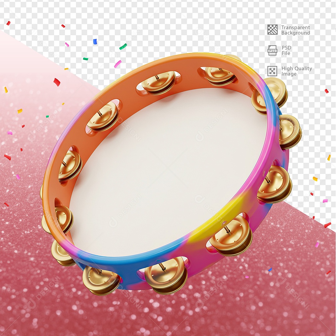 Pandeiro 3D Elemento Para Composição PSD