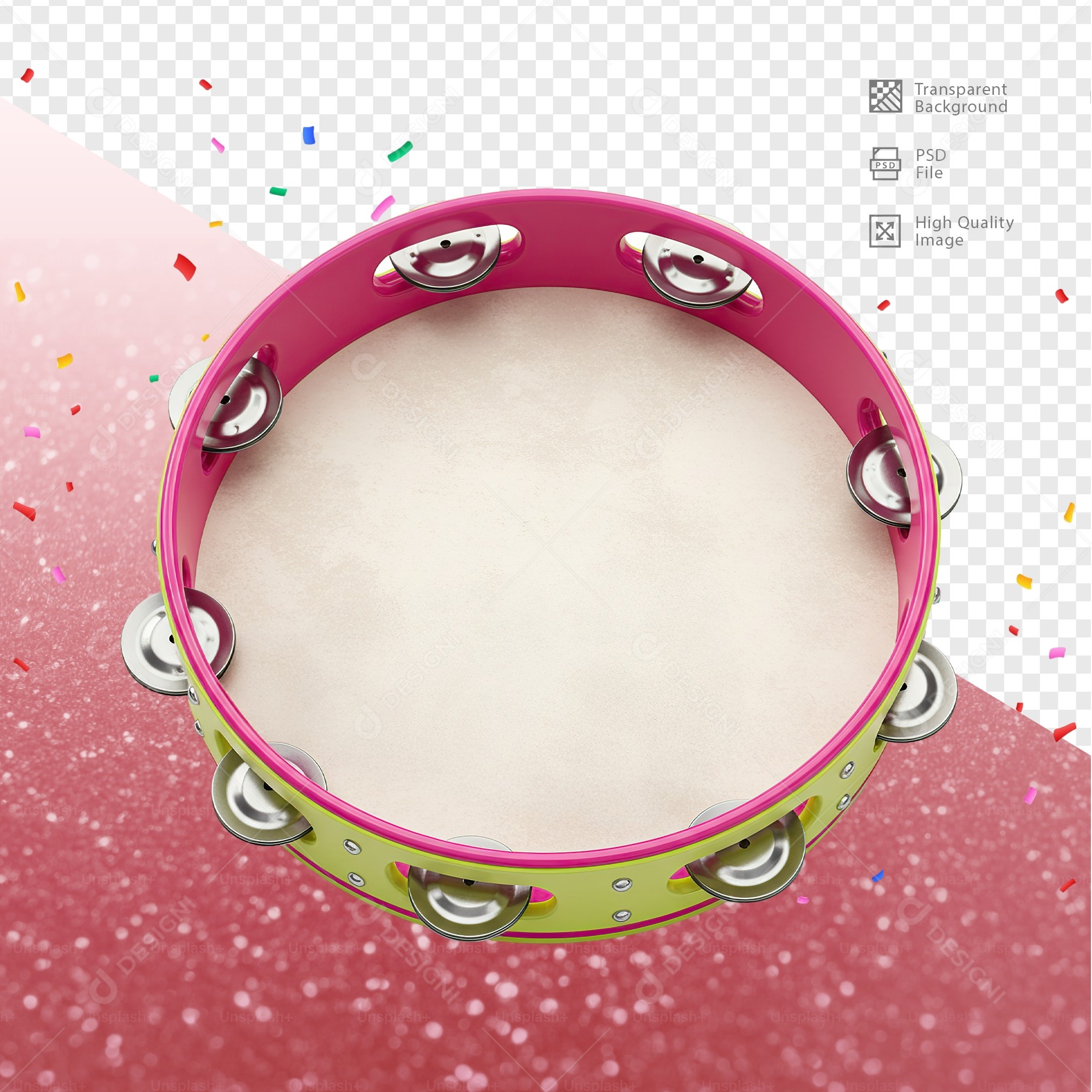 Pandeiro 3D Elemento Para Composição PSD