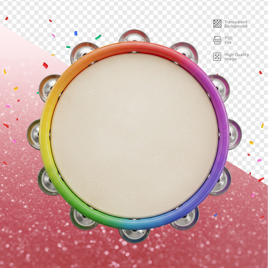 Pandeiro 3D Elemento Para Composição PSD