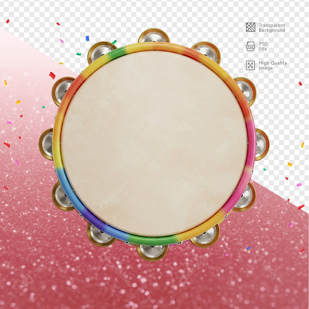 Pandeiro 3D Elemento Para Composição PSD