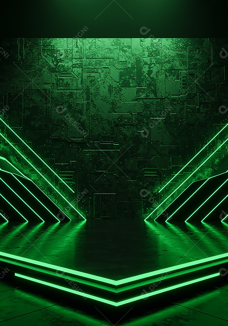 Cenário de Palco iluminado com luzes neon