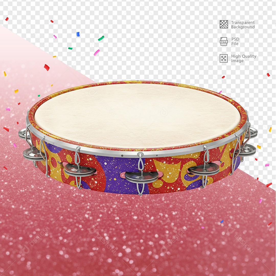 Pandeiro 3D Elemento Para Composição PSD