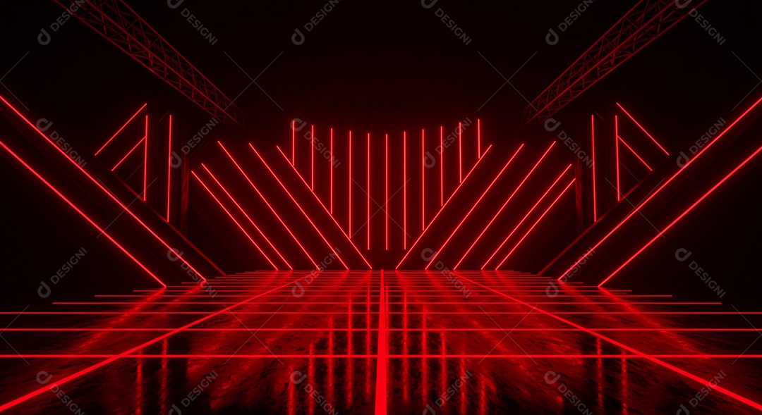 Cenário de Palco iluminado com luzes neon