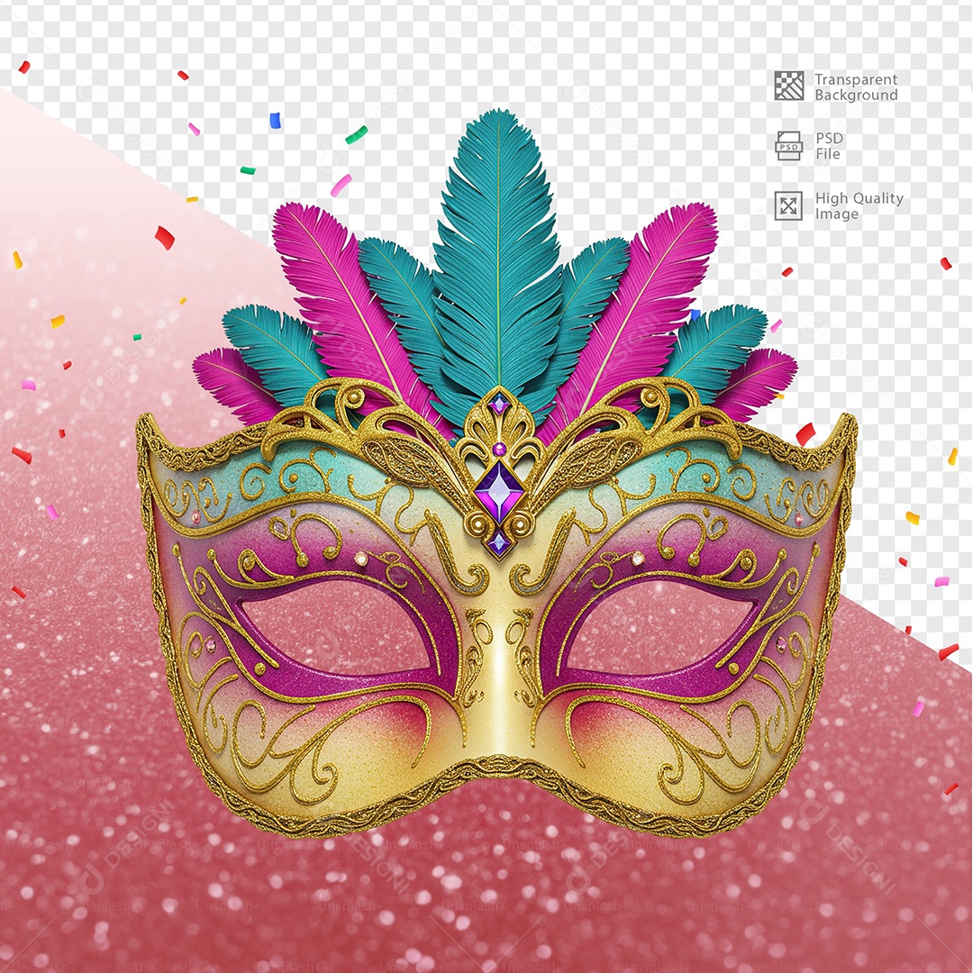 Máscara de Carnaval Para Composição PSD