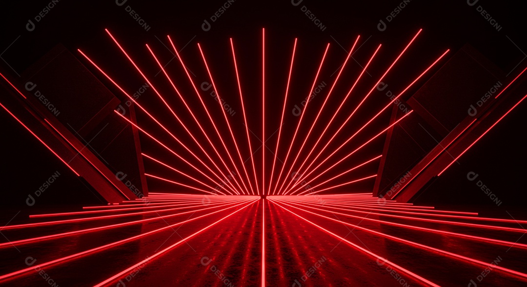 Cenário de Palco iluminado com luzes neon