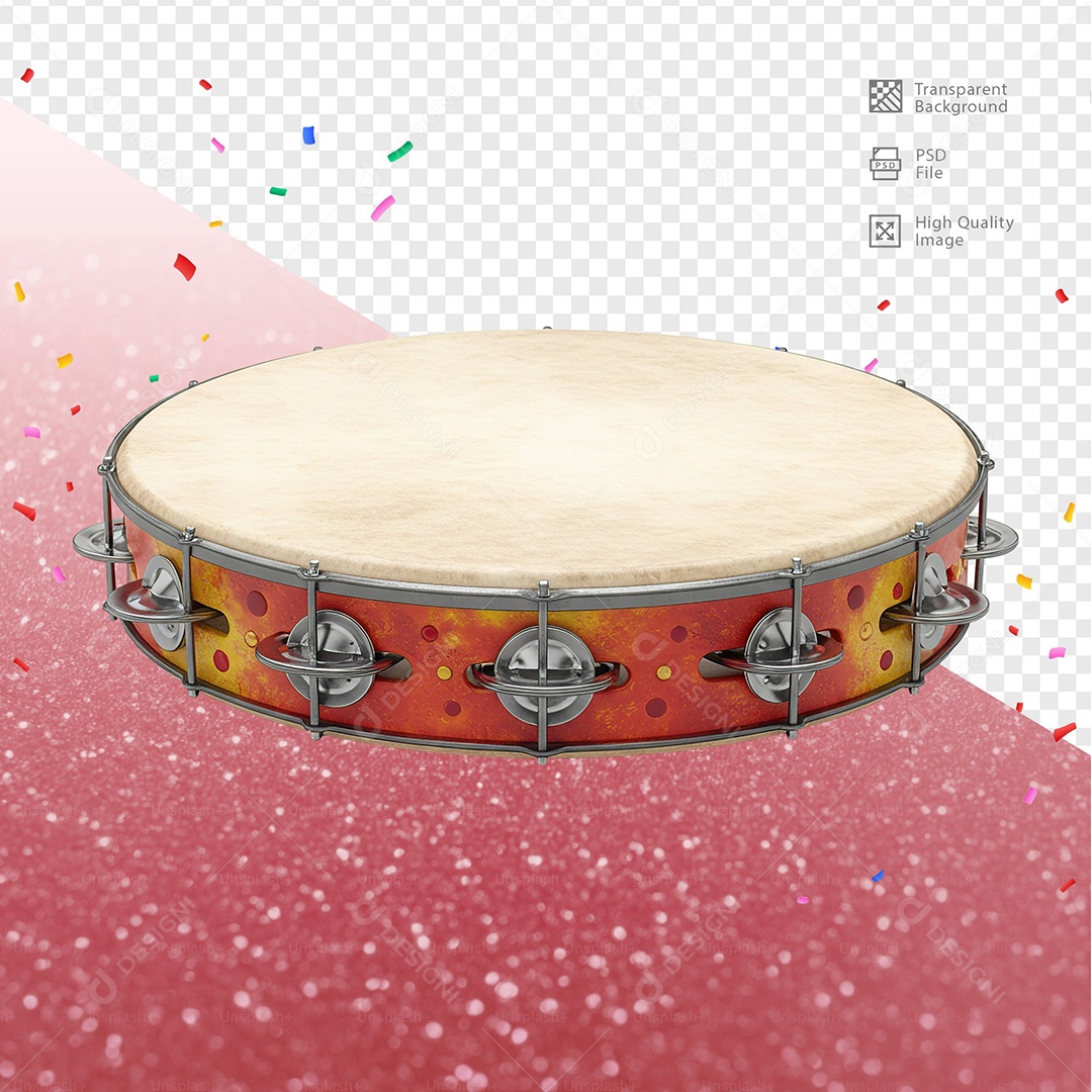 Pandeiro 3D Elemento Para Composição PSD