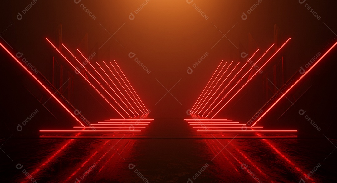 Cenário de Palco iluminado com luzes neon