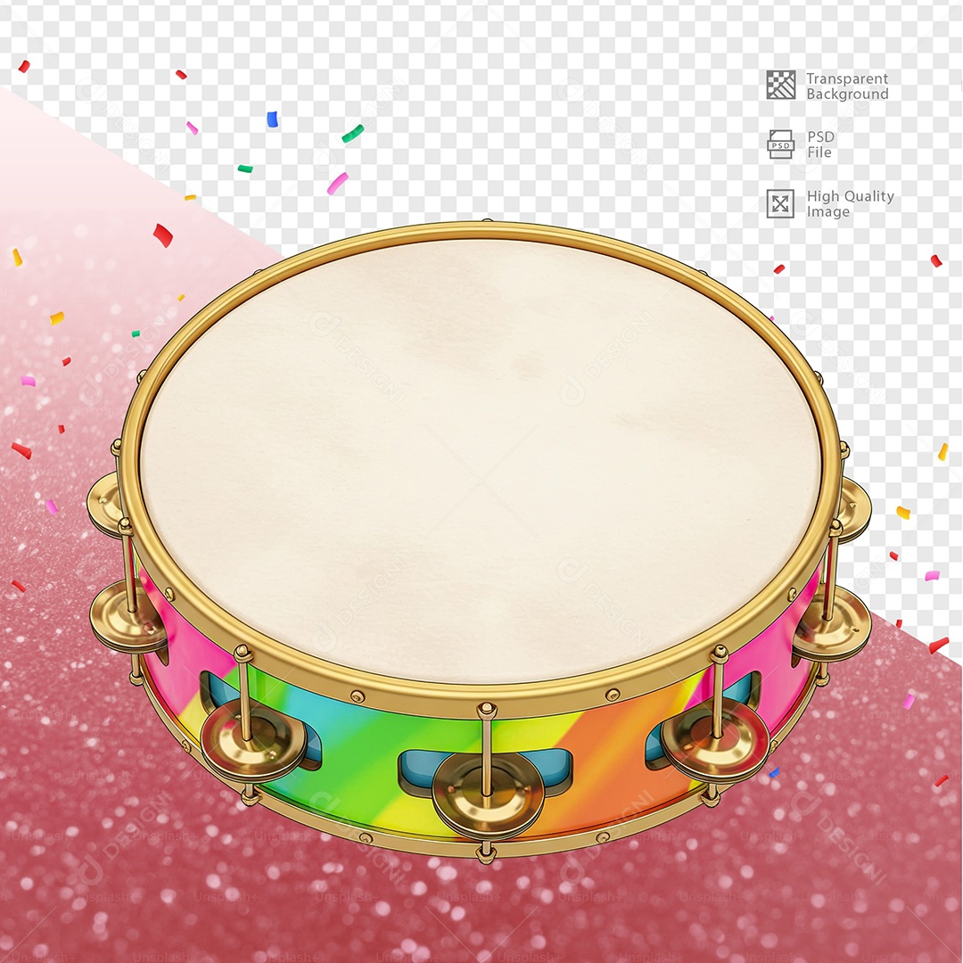 Pandeiro 3D Elemento Para Composição PSD