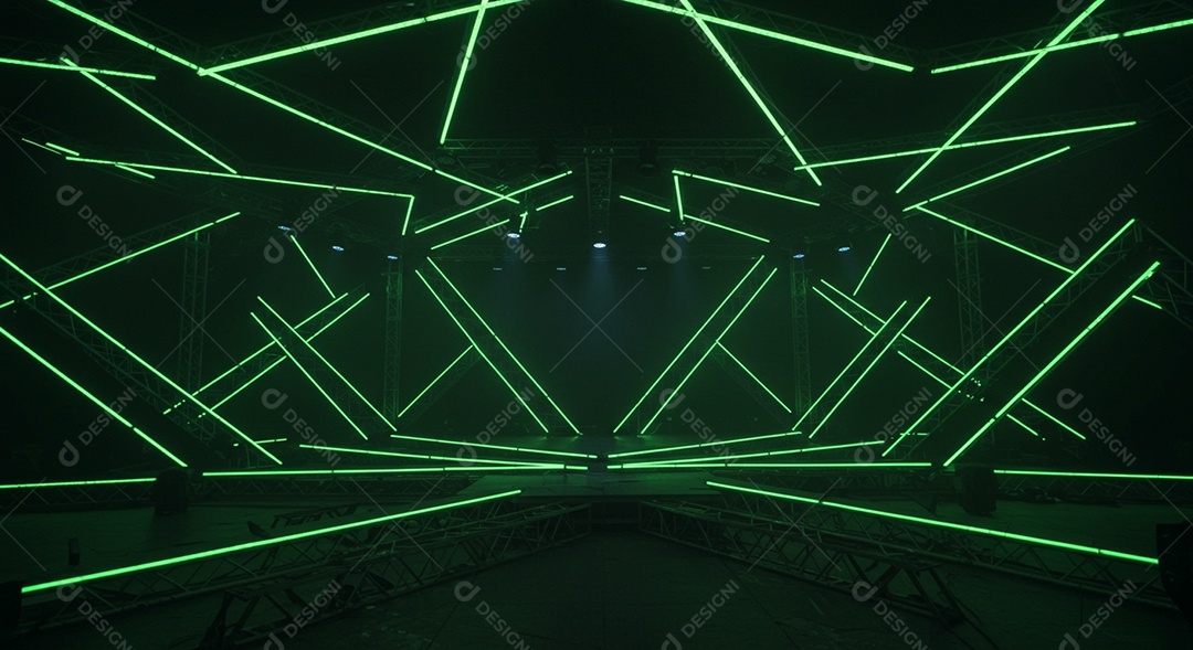 Cenário de Palco iluminado com luzes neon
