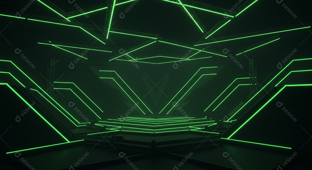 Cenário de Palco iluminado com luzes neon