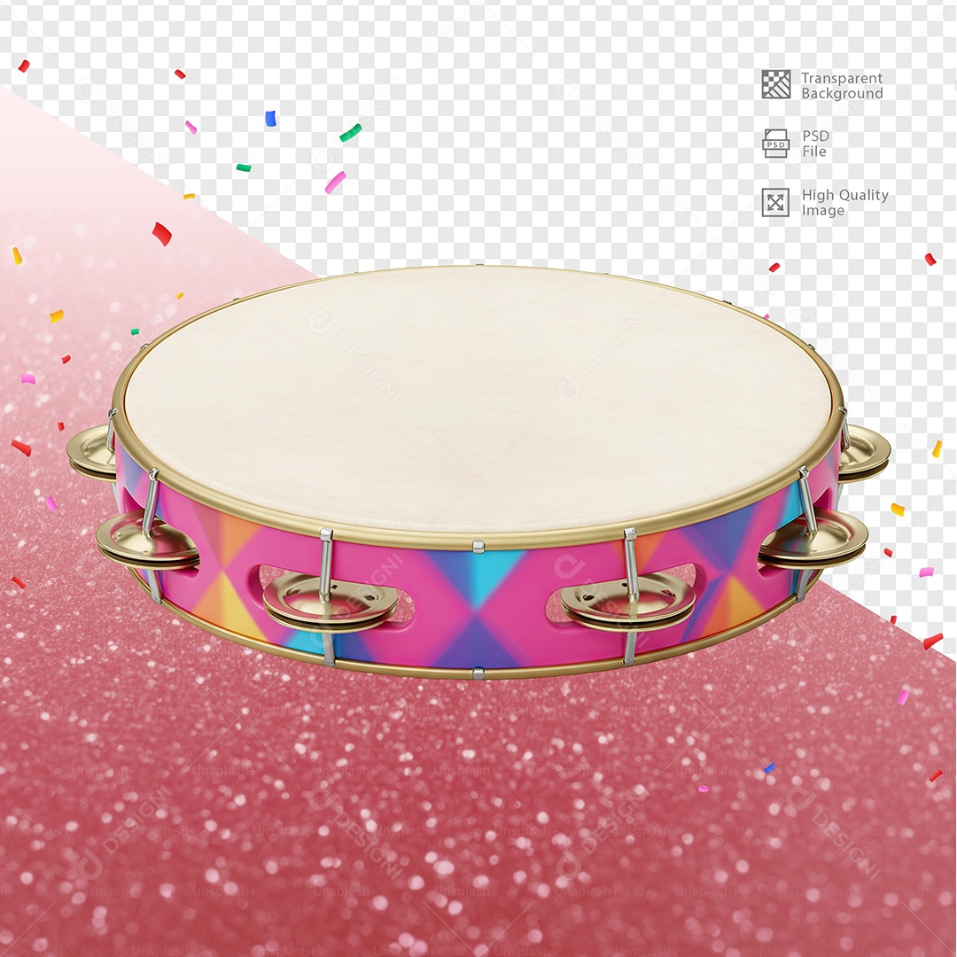 Pandeiro 3D Elemento Para Composição PSD