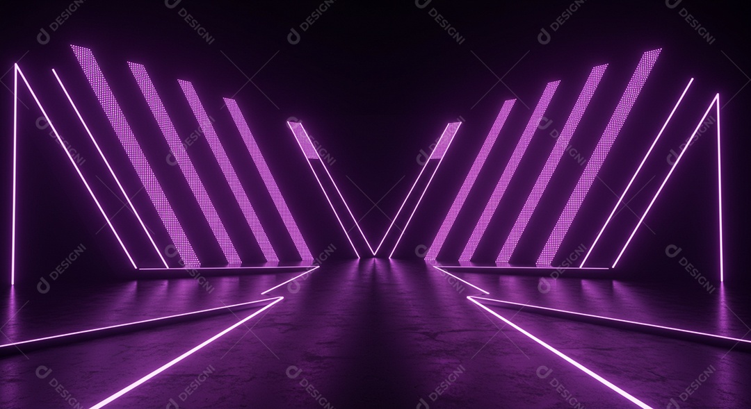 Cenário de Palco iluminado com luzes neon