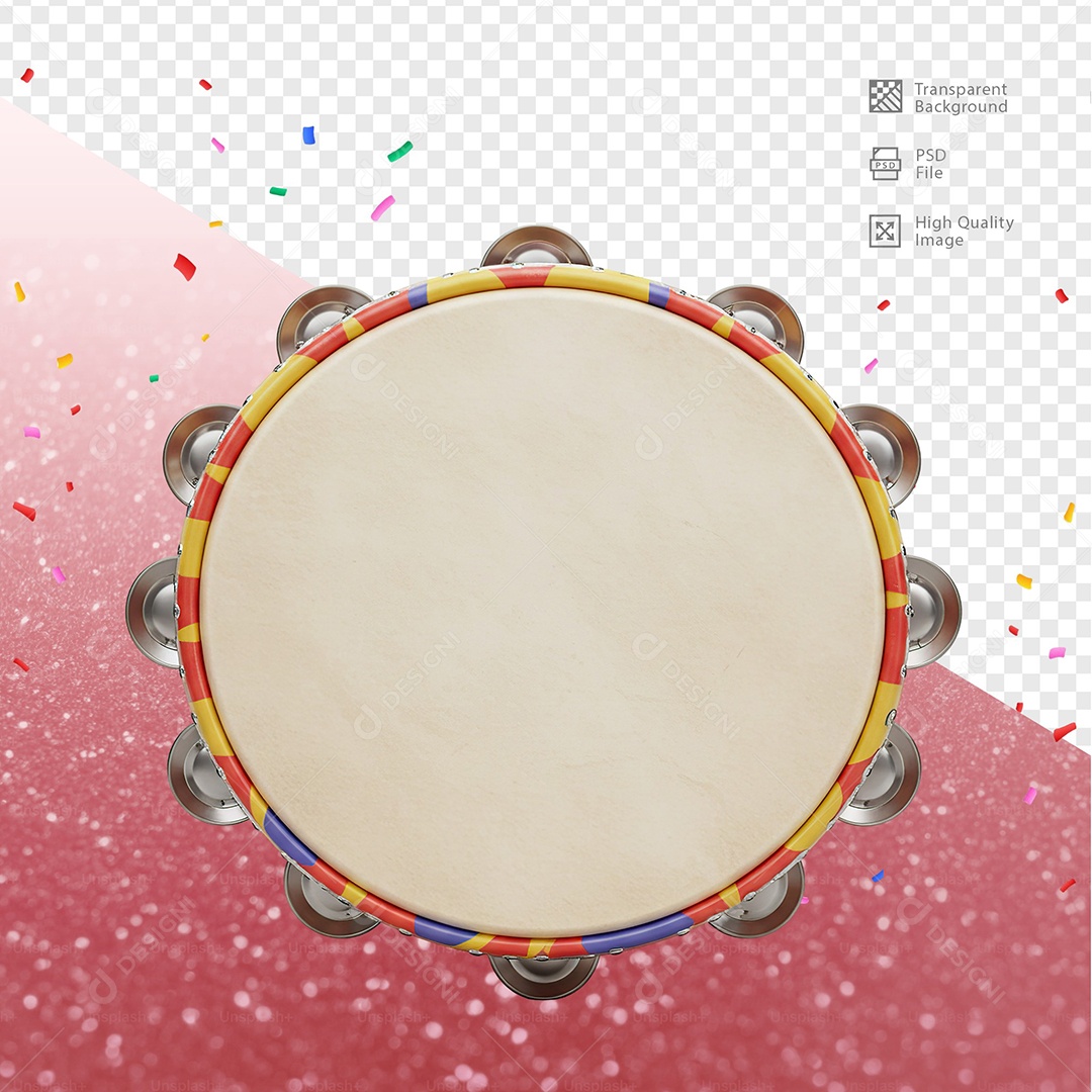Pandeiro 3D Elemento Para Composição PSD