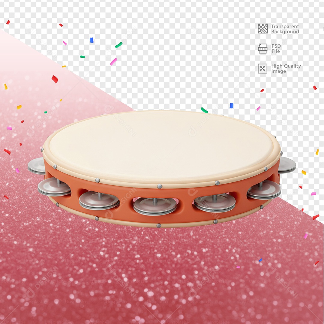 Pandeiro 3D Elemento Para Composição PSD