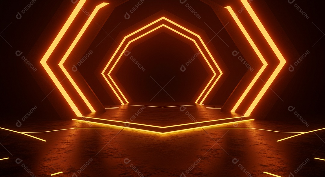 Cenário de Palco iluminado com luzes neon